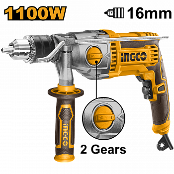 Электрическая дрель 1100Вт, 16 мм INGCO ID211008