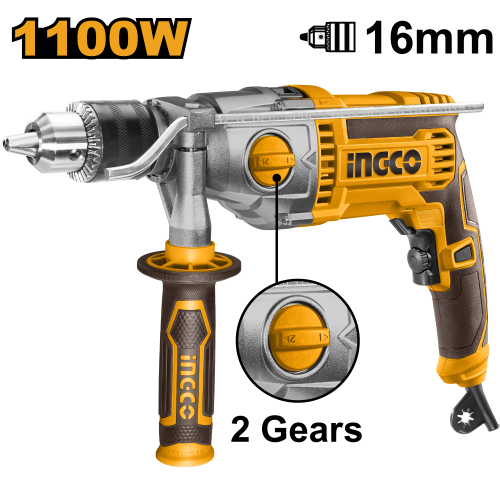 Электрическая дрель 1100Вт, 16 мм INGCO ID211008