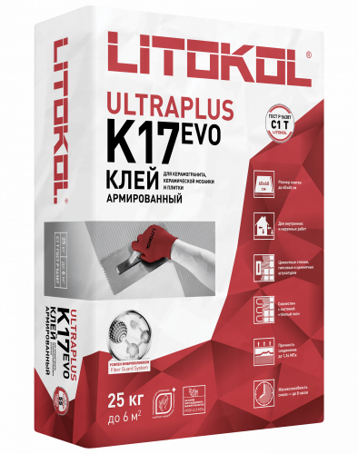 Клей для плитки LITOKOL K17 ULTRAPLUS EVO 25кг(54м/п)