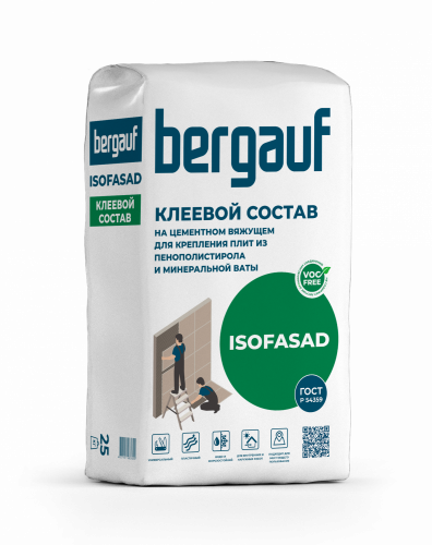 Bergauf Isofasad Клей д/пенополистирола и мин. ваты (25кг) (56шт)