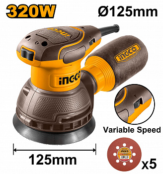 Эксцентриковая шлифмашина 320Вт 125мм INGCO RS3216